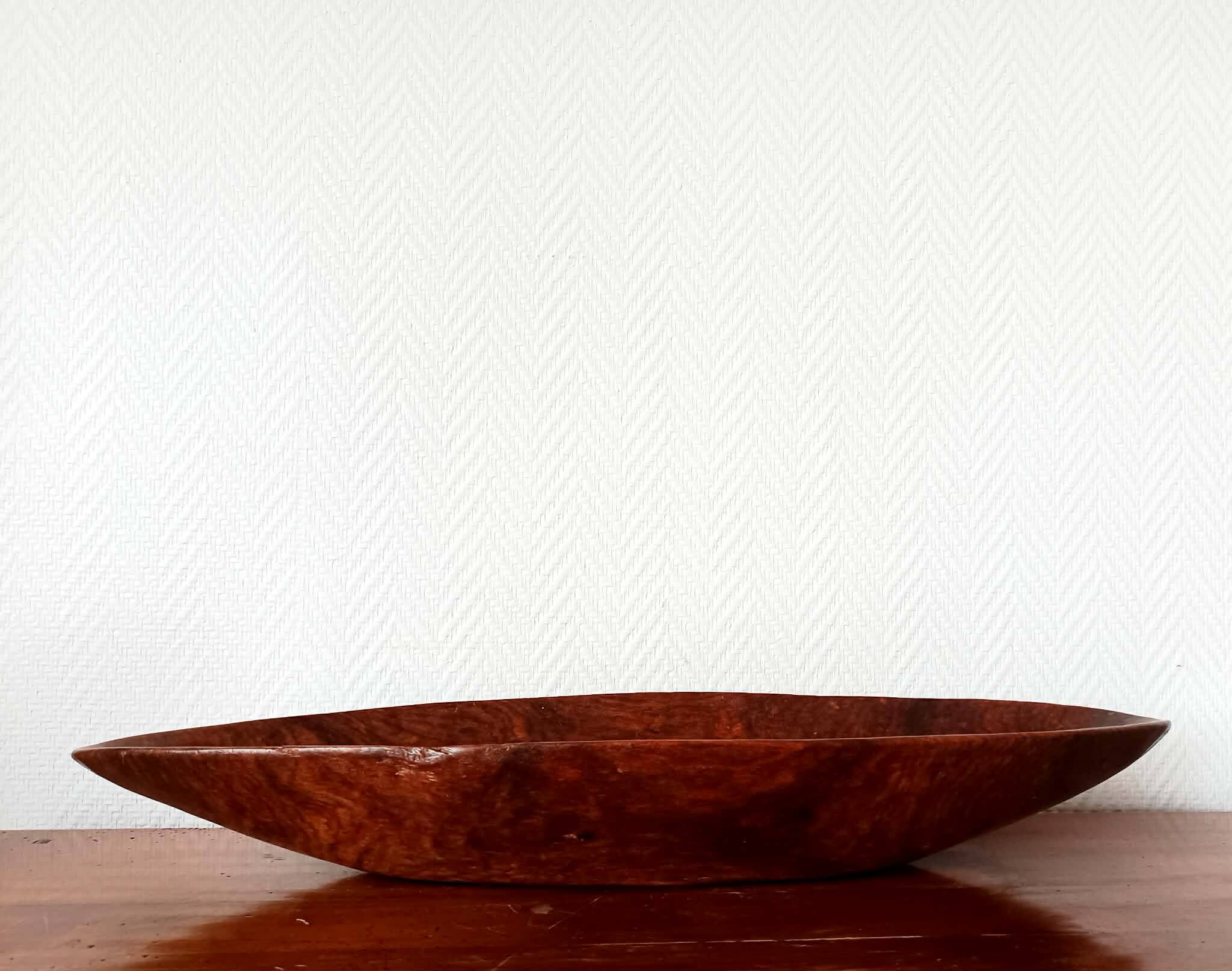 Oblong wooden brutalist bowl