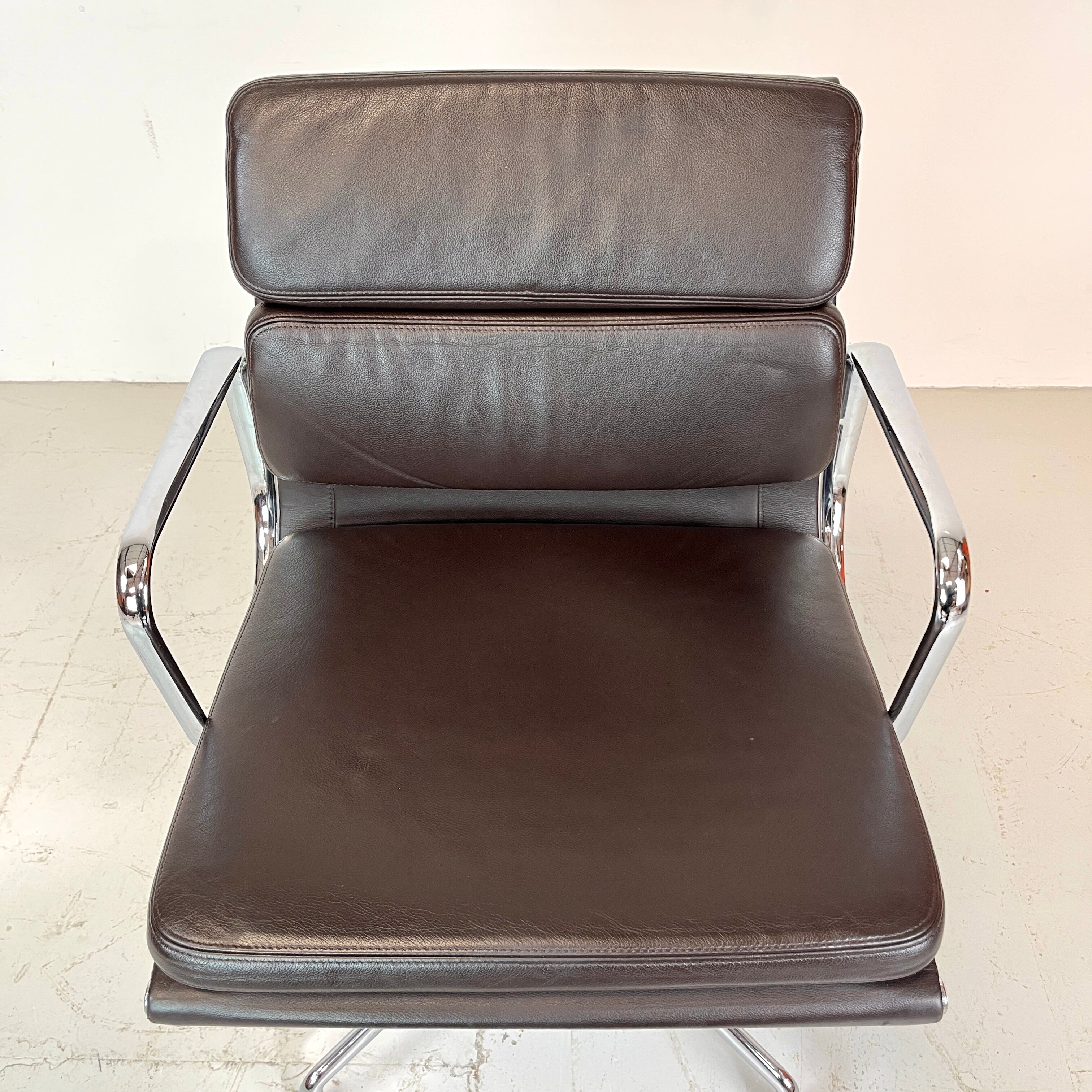 Eames Vitra for Herman Miller brown leather Soft Pad Group chair