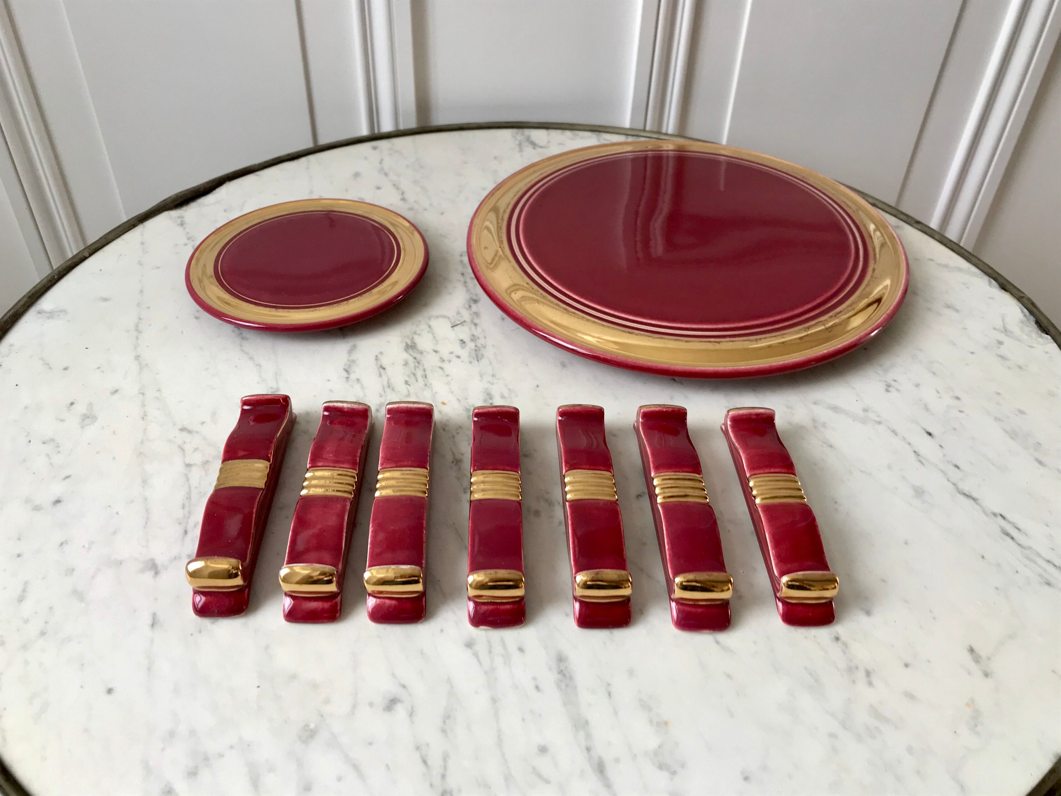 Art Deco set wine lees color 30s