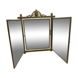 Triptych mirror in gilded chiseled bronze XX century