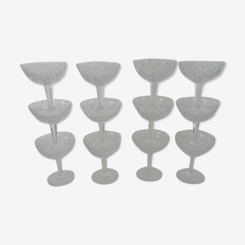 12 Crystal champagne cups cut very beautiful quality