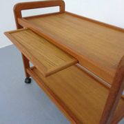 Danish Teak Bar Cart with Removable Tray, 1960s