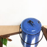 Blue enamelled milk pot
