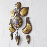 Brass, Copper and Enamel Mobile by Cesar Vasquez, Mid Century Wall Hanging Metal