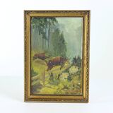 Set Of 2 Paintings, Paint On Paper, By M. Hrušovská, Czechoslovakia 1950s