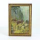 Ensemble de deux tableaux, peinture sur papier, par M. Hrušovská, Tchécoslovaquie, années 1950