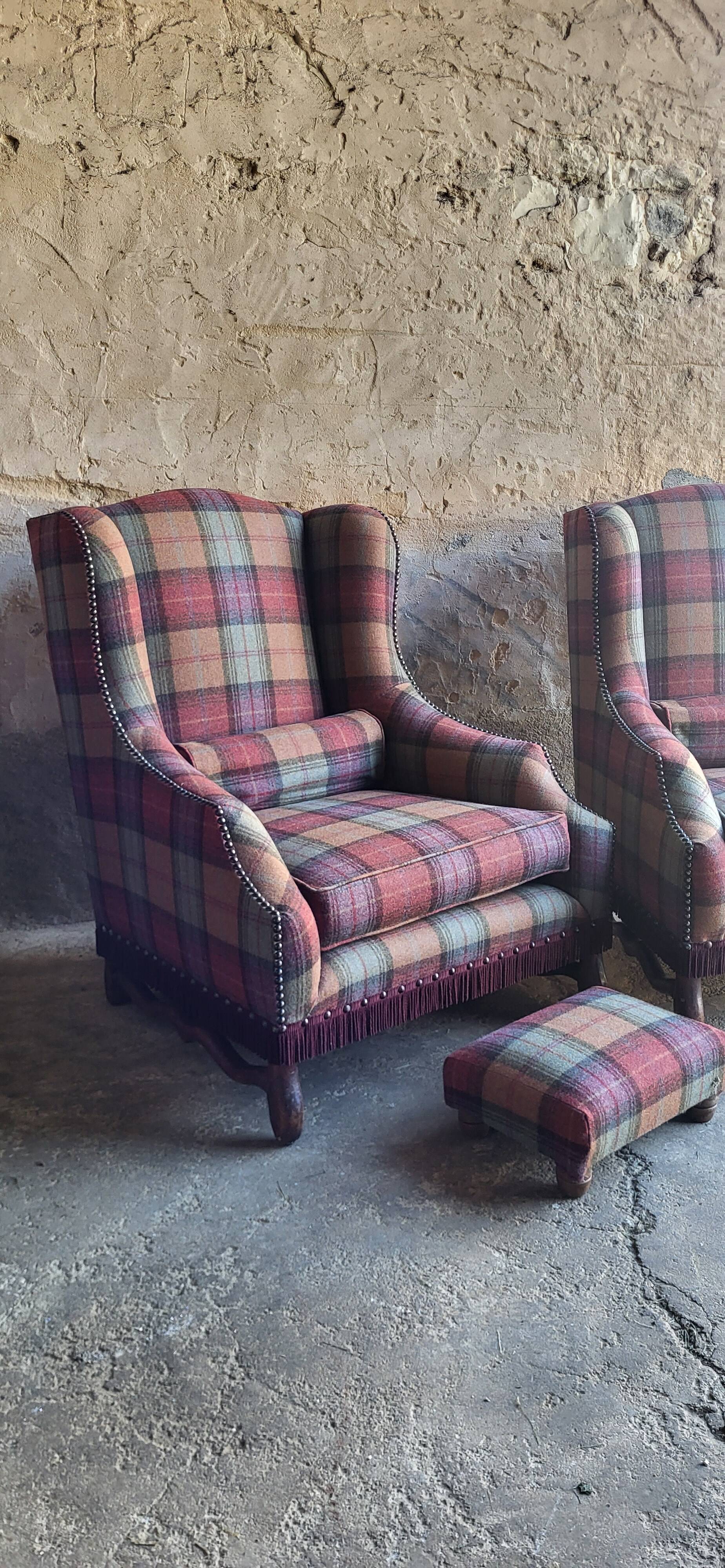 Pair of Louis XIII wingback armchairs