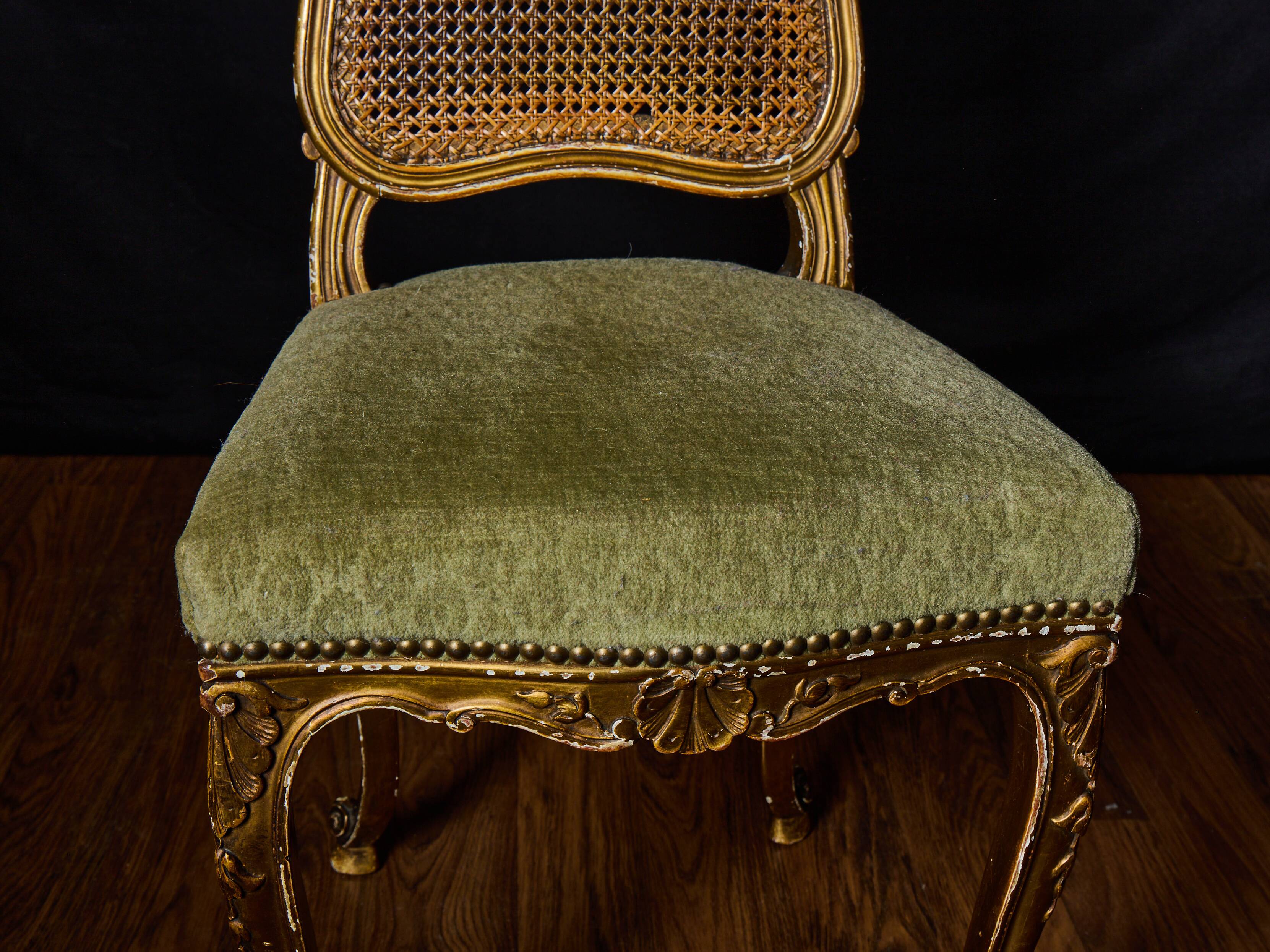 Set of 4 Louis XV style gilded chairs – Musician chair style