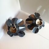 Stylized aluminum flower wall lamps from 1970