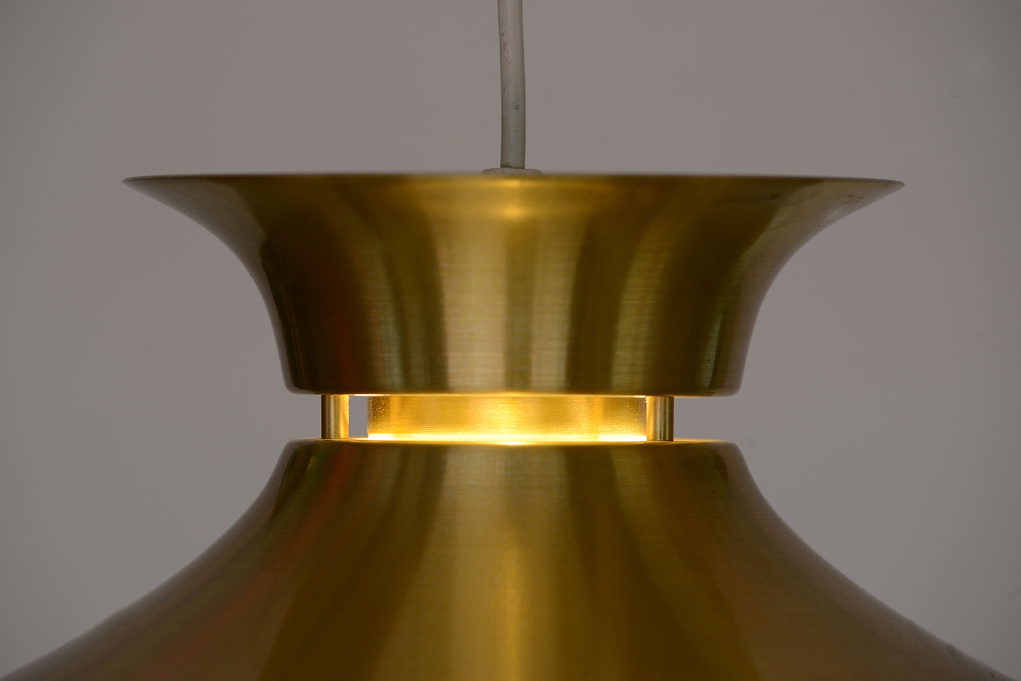 Brass colored aluminium pendant light, Denmark 1970s