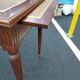 Old style flat desk louis xvi leather tray with 2 pulls