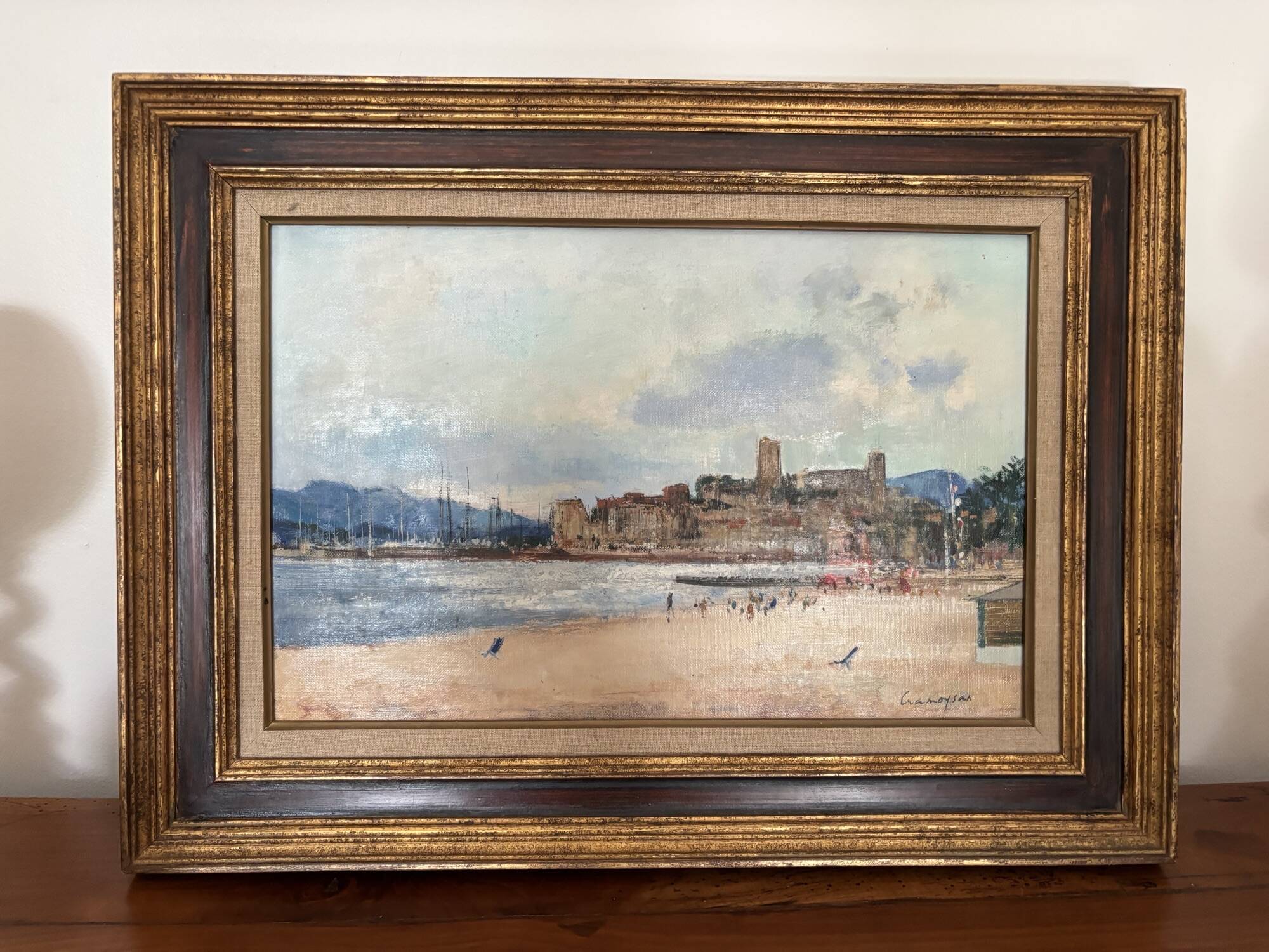 Old oil on canvas painting School of Rouen Cannes Marcel Cramoysan XX