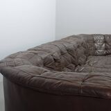 De Sede DS11 Patched Brown Leather Modular Sofa 6 Elements. Germany, 1970s