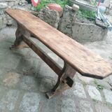 Long wooden farm bench 144cm