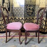 Suite of 6 Louis Philippe pink velvet chairs