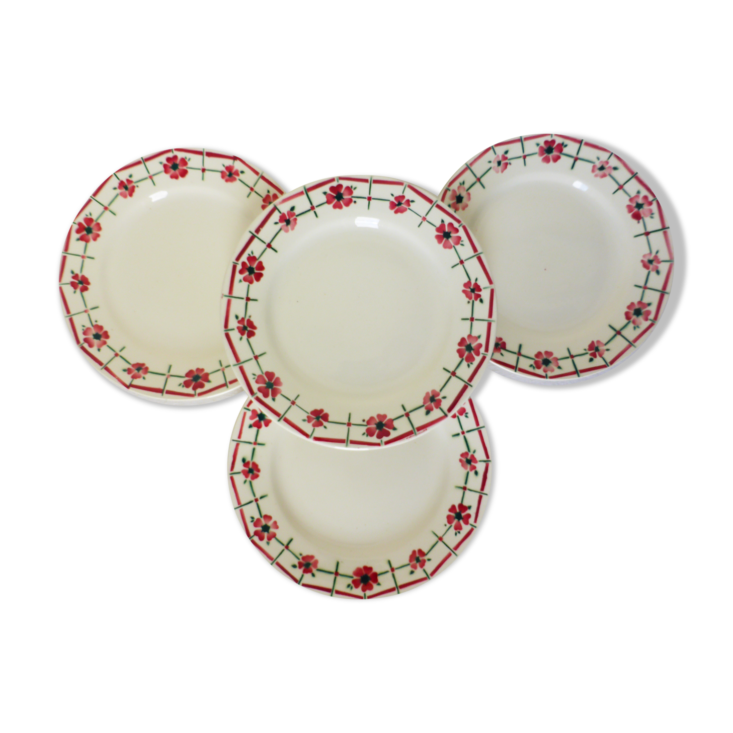 4 vintage flat plates Céranord St amand model Monique 2103152
