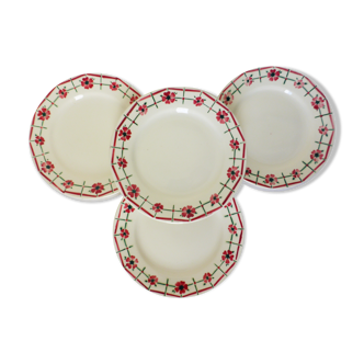 4 vintage flat plates Céranord St amand model Monique 2103152