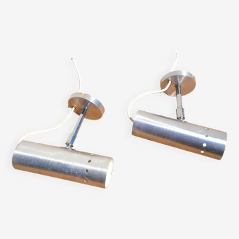 Pair of brushed aluminum wall lamps 1970