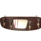 Wood and brass coat rack, 1960