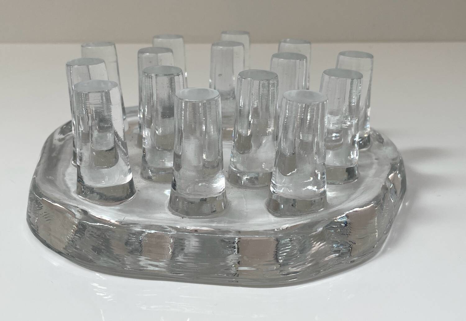 • Vintage solid glass sculptural candlestick