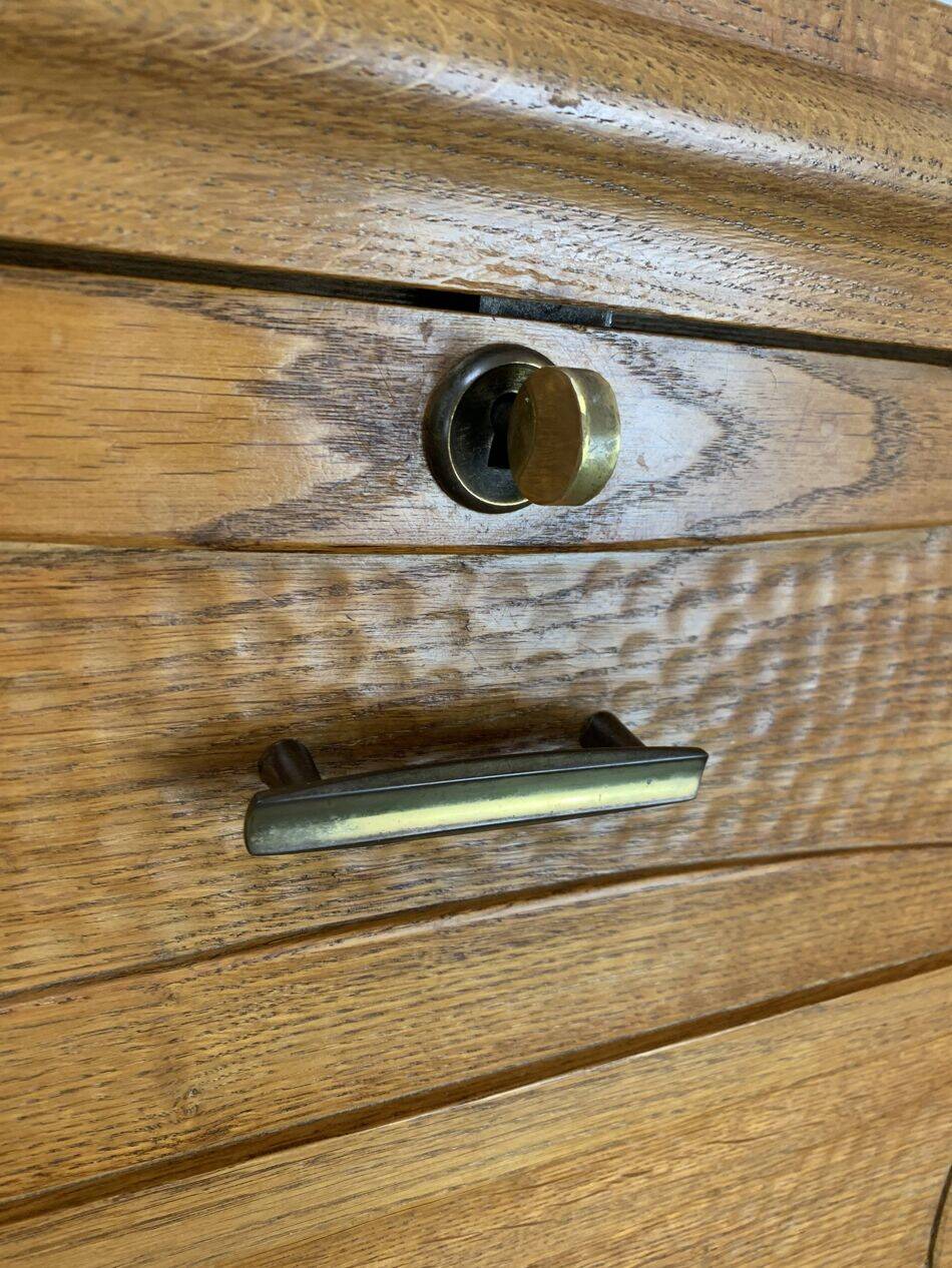 Secrétaire, bureau, commode en chêne, années 50