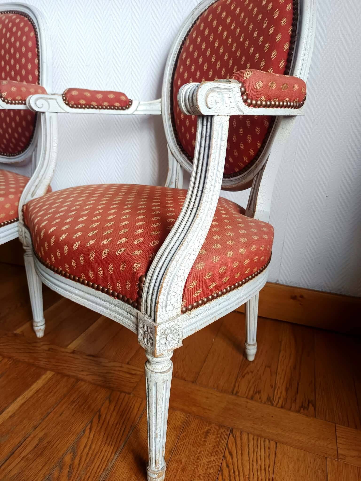 Pair of Louis XVI medallion cabriolet armchairs