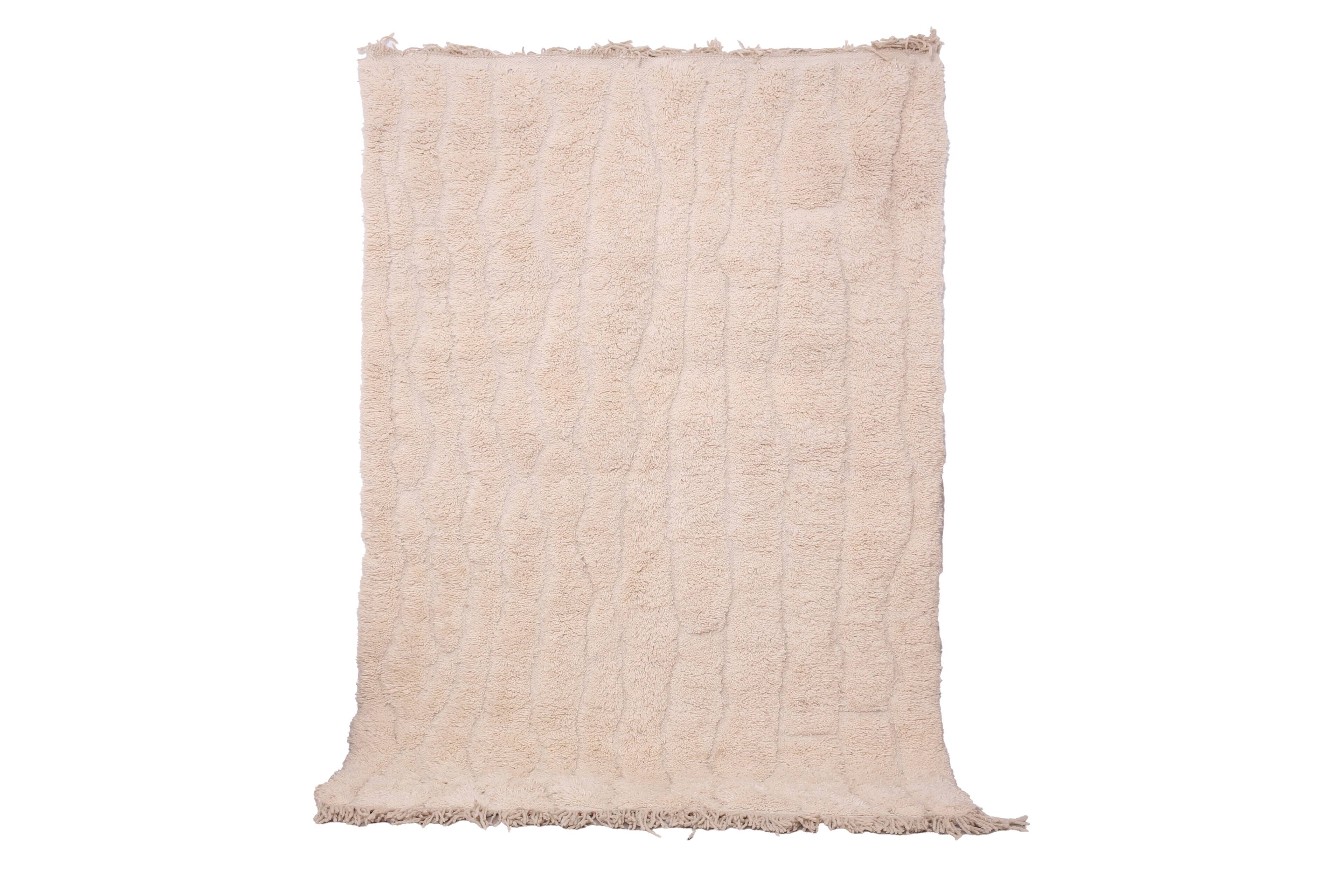 Cream Handmade Moroccan Rug 167 x 242 cm - Beige Beni Ourain Rug Berber