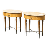 Pair of bedside tables with marble top 1950s vintage modernism