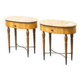 Paire de tables de chevet avec plateau en marbre, modernisme vintage des années 1950.