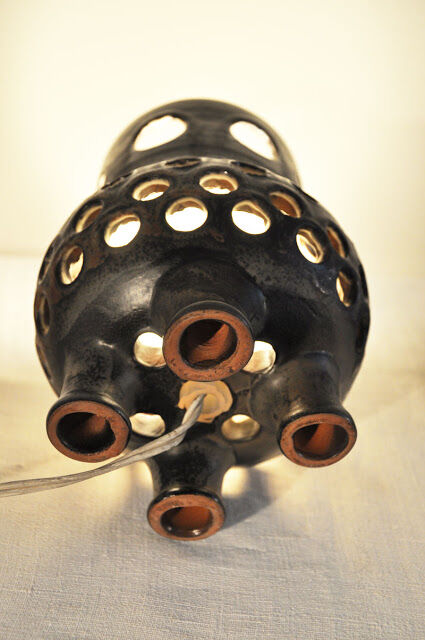 Lamp quadripode earthen terracotta of the sixties