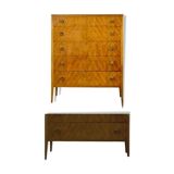 Commande en noyer du milieu du siècle Tallboy