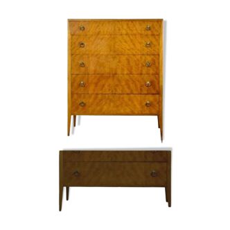 Commande en noyer du milieu du siècle Tallboy
