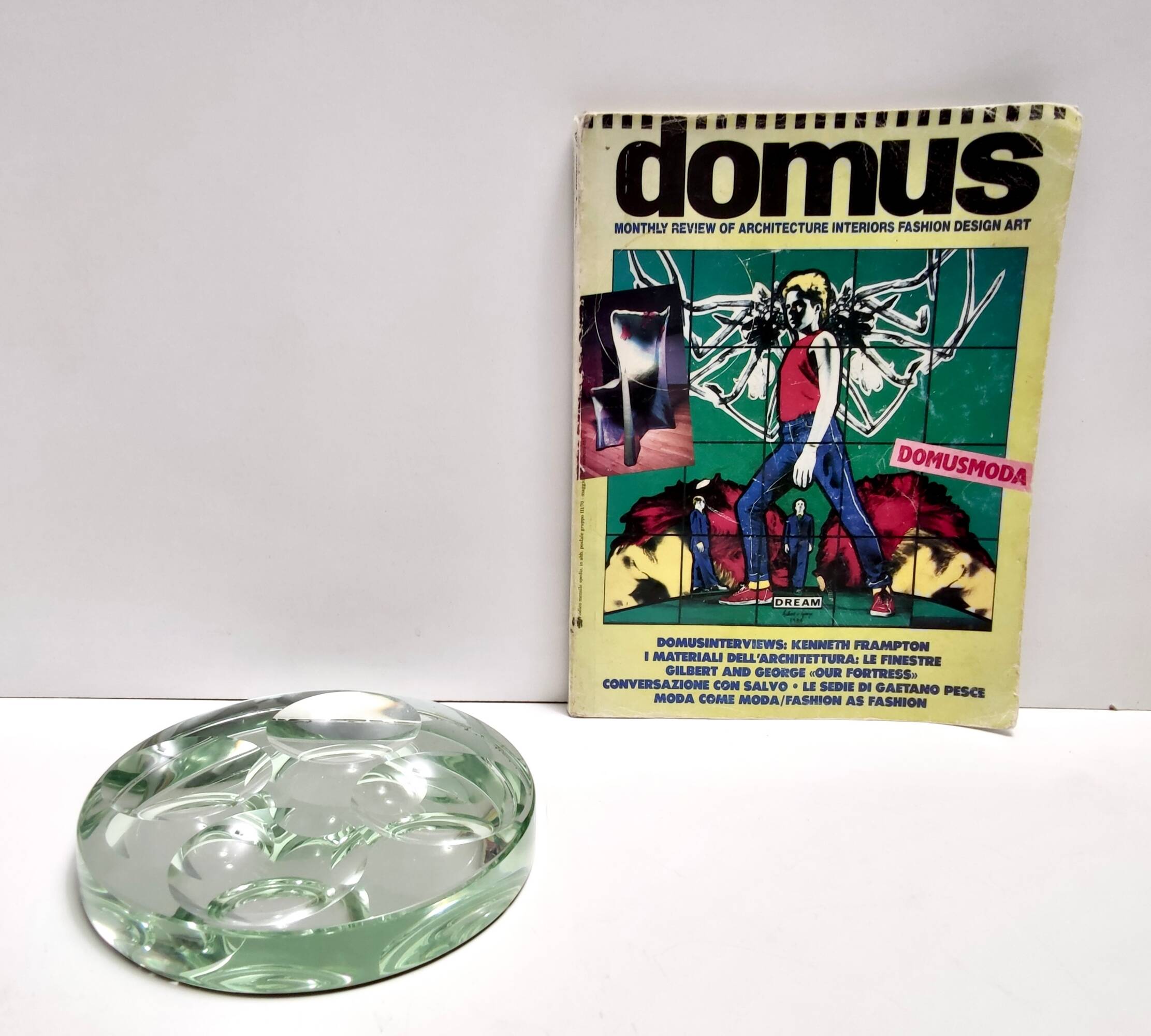 Nile Green Ground Glass Ashtray by Max Ingrand for Fontana Arte, Italy