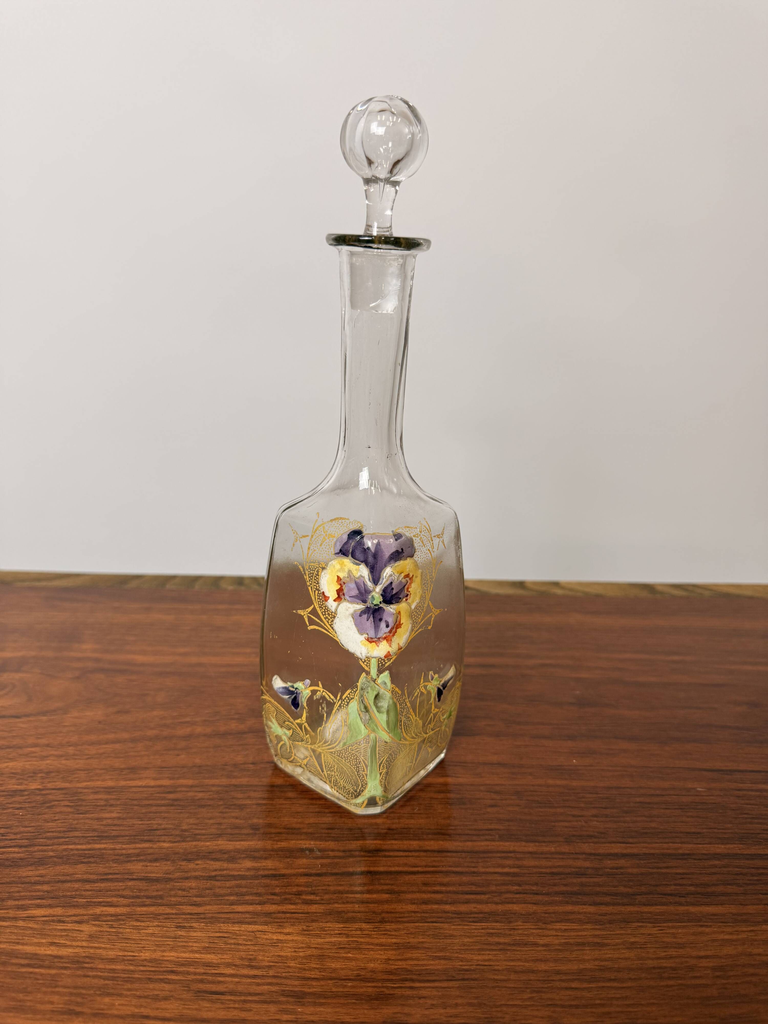 Antique Legras Carafe – Enamelled glass with floral decoration - Art Nouveau