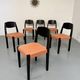 Lot of 6 blackened wooden chairs with French design fabric from the 1970s Self.