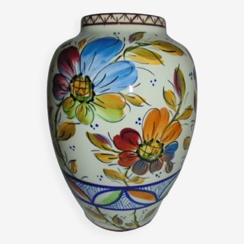 Vase decor floral signé enma