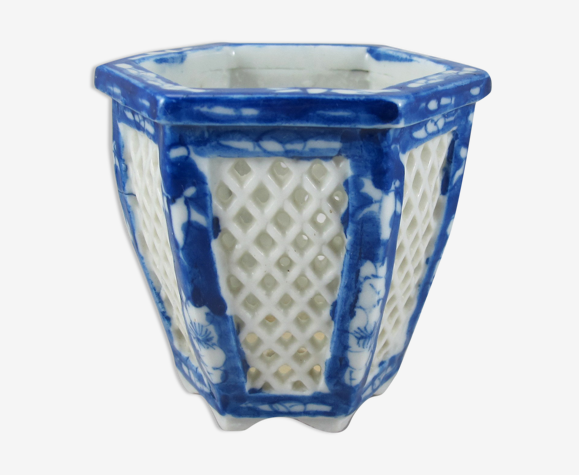 Ancienne jardinière ou cache pot bleu blanc Chinois ou japonais