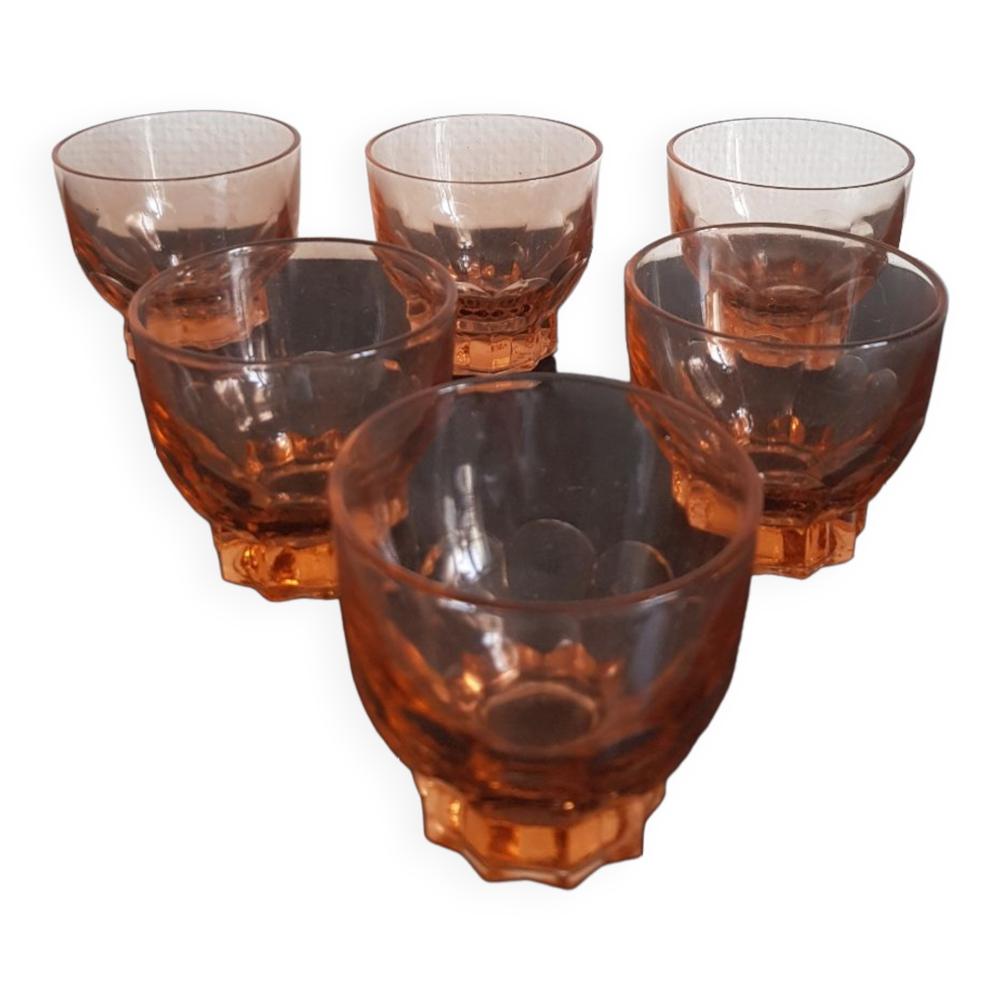 Set of 6 small pink glasses