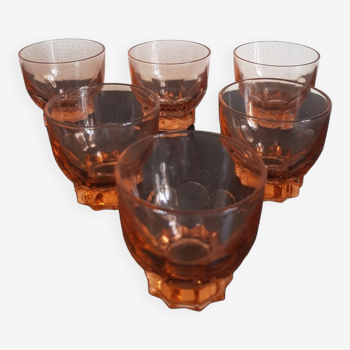 Set of 6 small pink glasses