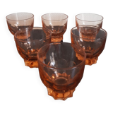 Set of 6 small pink glasses