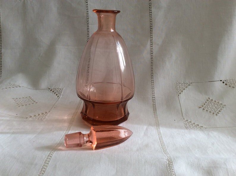 Art deco 1960s pink glass carafe