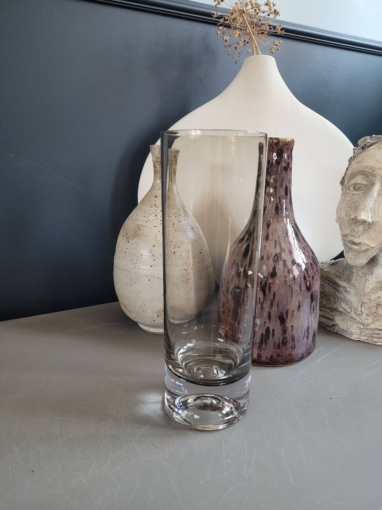 Vase rouleau en verre fumé