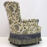 Paire de fauteuils et deux ottomans Art Déco en noyer et velours italiens, 1920