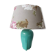 Lampe de table en céramique vintage avec abat-jour en tissu années 80