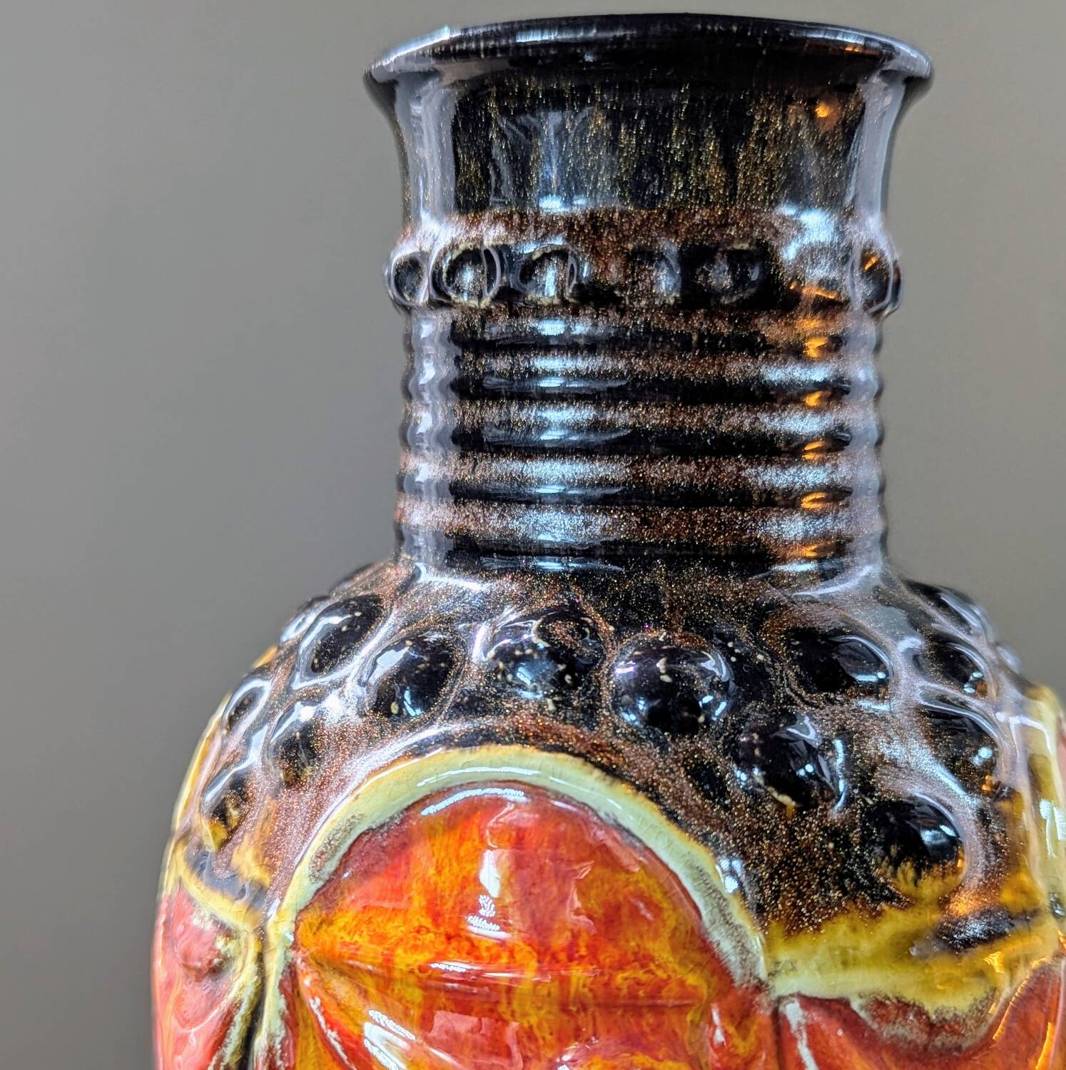 Vase Bay Keramik West Germany 98-25 orange red vintage 25 cm