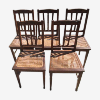 5 chaises cannées anciennes