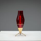 Gunnar Ander candleholder in brass, glass and rattan for Ystad Metall