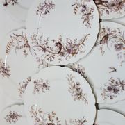 8 Superbes Assiettes Anciennes XIXème Décor Aux Oiseaux Sur Des Branches