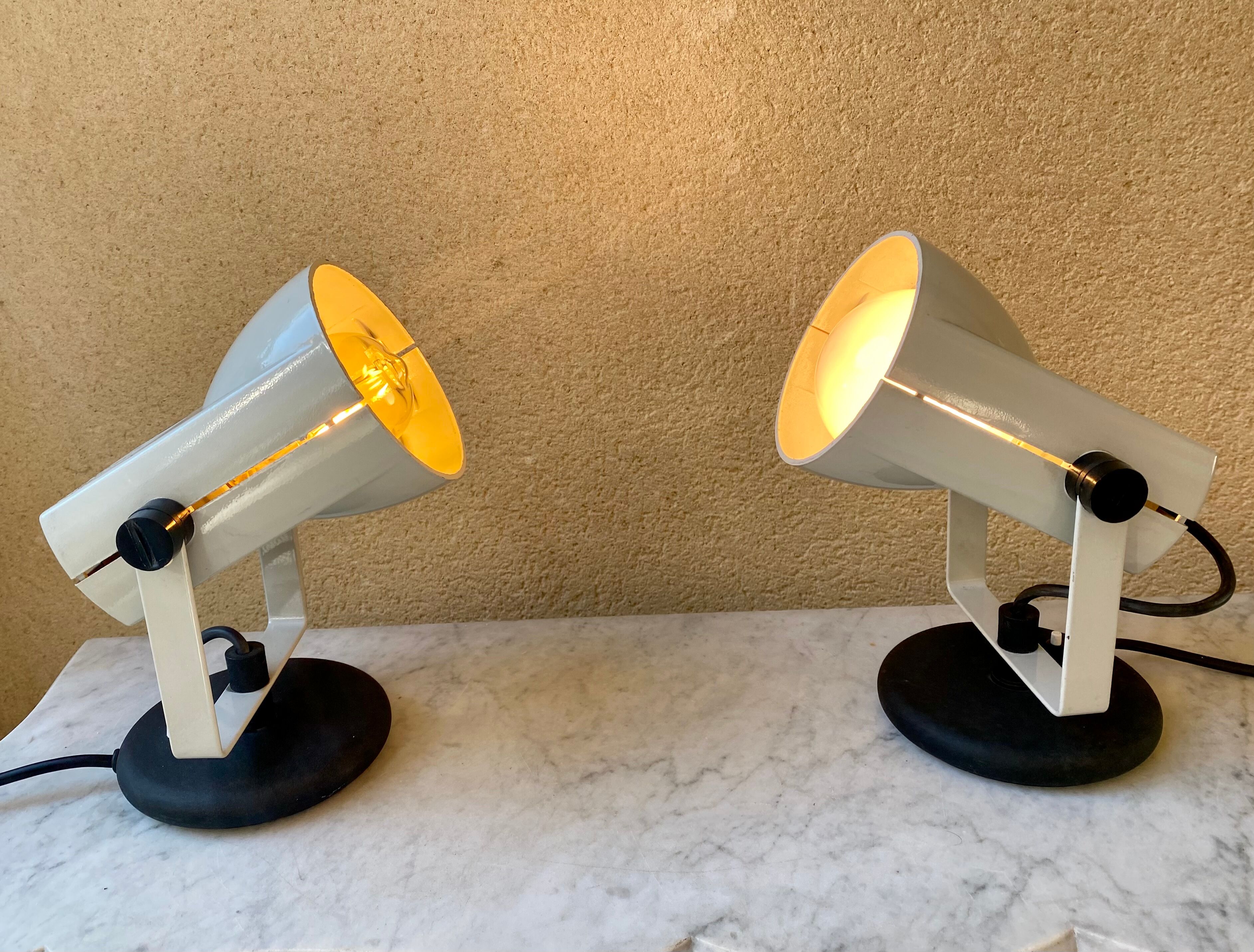 Paire de lampe spot à poser lita France vintage années 70 fonte d’aluminium