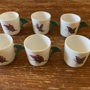 6 Hand Painted Limoges Porcelain Cups and Saucers